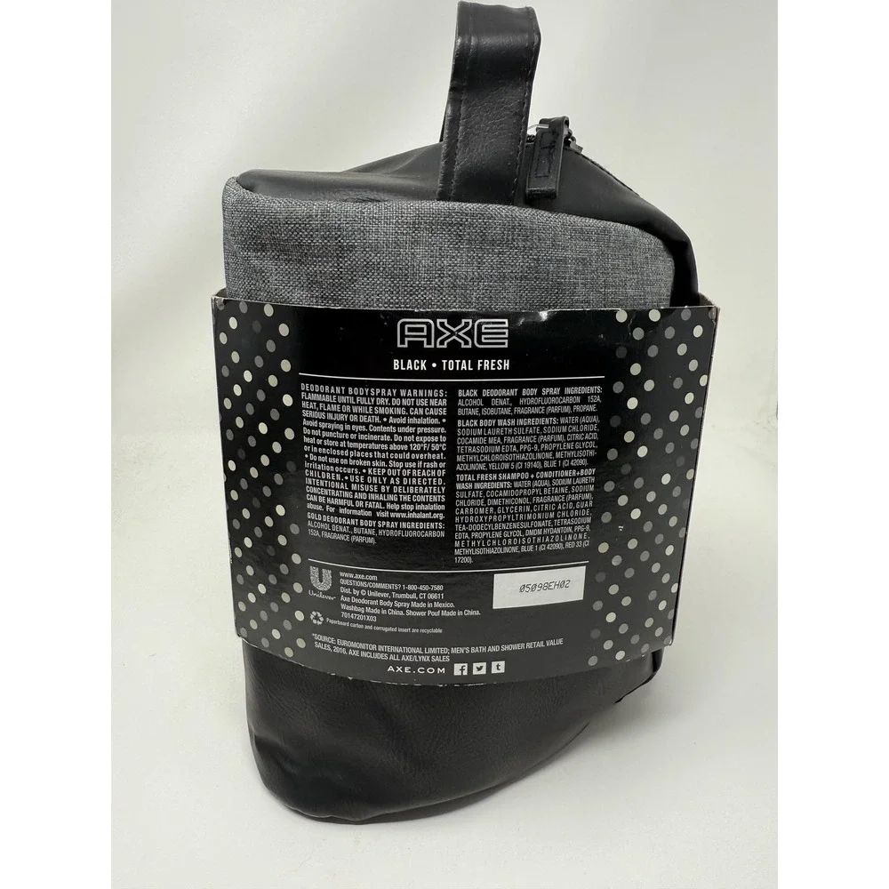 AXE Black Total Fresh Ultimate Shower Gift Set‎ For Him Deodorant Body Wash Bag